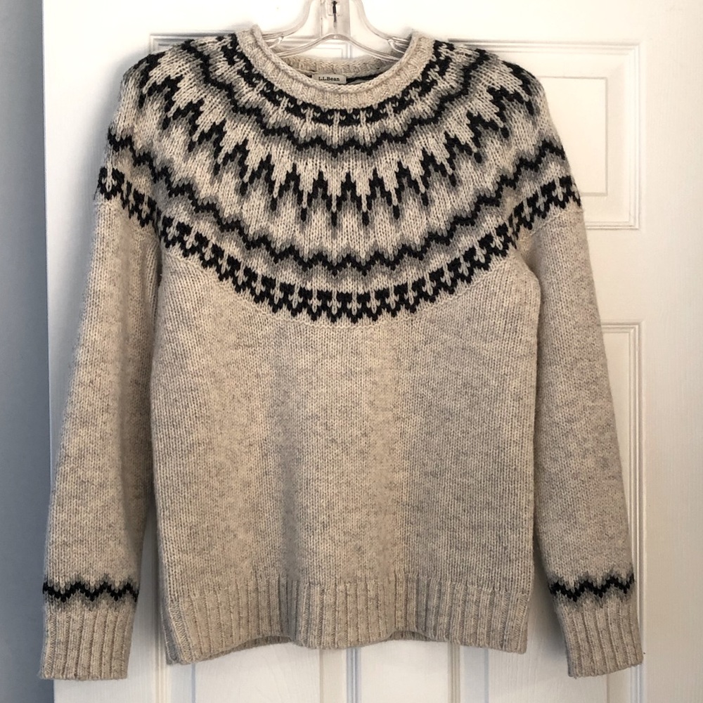 LL Bean Lambswool Fair Isle Sweater Size S